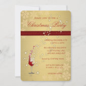 Invitation Elégant Gold Red Glass, Fête de Noël d'entreprise (Devant)