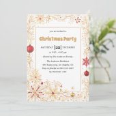 Invitation Elegant Gold & Red Ornaments Christmas Party       (Debout devant)