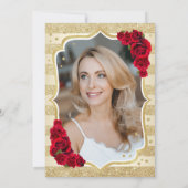 Invitation Elégant Gold Red Photo 50th Birthday (Dos)