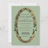 Invitation Elégant Gold Sage Vert verdure Feuille Mariage (Devant)