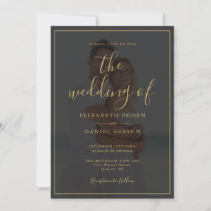 Invitation Elegant Gold Script 2 Mariage photo