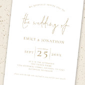 Invitation Élégant Gold Script 3 Photos QR Code Mariage