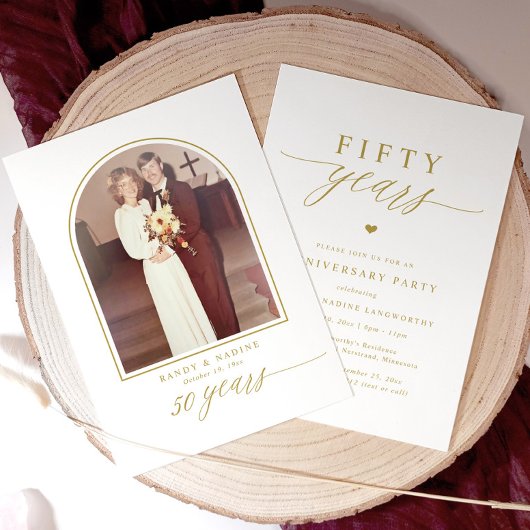 Invitation Elegant Gold Script 50th Wedding Anniversary Party