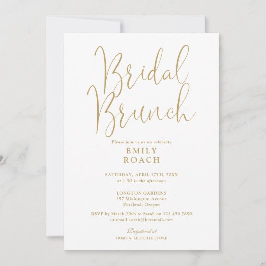 Invitation Elégant Gold Script Bridal Bunch Douche (Devant)
