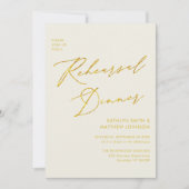 Invitation Élégant Gold Script Cream Rehearsal Dinner Code QR (Devant)