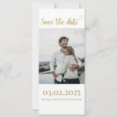 Invitation Élégant Gold Script Enregistrer la date avec la ph (Devant)
