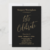 Invitation Elegant Gold Script Let's Celebrate 70th Birthday (Devant)