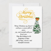 Invitation Elegant Gold Script Merry Christmas Card with Tree (Devant)