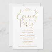 Invitation Elégant Gold Script Photo Mariage Soirée (Devant)