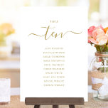 Invitation Élégant Gold Script Table Numéro 10 Seating Chart<br><div class="desc">Ces élégantes cartes à caractères or et blanc signées à double face numéro de table 10 sièges sont parfaites pour toutes les célébrations. Conçu par Thisisnotme©</div>