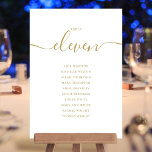 Invitation Élégant Gold Script Table Numéro 11 Seating Chart<br><div class="desc">Ces élégantes cartes à caractères or et blanc signées à double face numéro de table 11 sont parfaites pour toutes les célébrations. Conçu par Thisisnotme©</div>