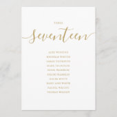 Invitation Élégant Gold Script Table Numéro 17 Seating Chart (Devant)