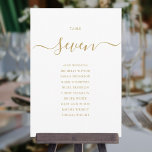 Invitation Élégant Gold Script Tableau Numéro 7 Tableau de si<br><div class="desc">Ces élégantes cartes à cartes à deux côtés numéro de table 7 en or et blanc signées sont parfaites pour toutes les célébrations. Conçu par Thisisnotme©</div>