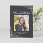 Invitation Elegant Gold Shimmer Photo Graduation Party (Debout devant)