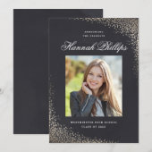 Invitation Elegant Gold Shimmer Photo Graduation Party (Devant / Derrière)
