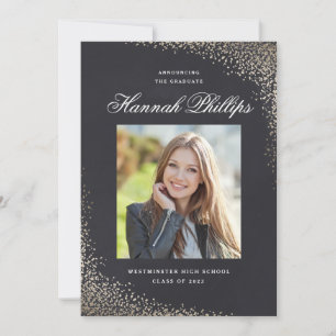 Invitation Elegant Gold Shimmer Photo Graduation Party