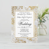 Invitation Elegant Gold Silver et Grey Floral Wedding Invitat (Debout devant)