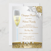 Invitation Elégant Gold Silver White Champagne Brunch (Devant)