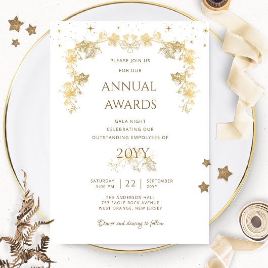 Invitation Elégant Gold Starry Night Awards / Gala Night