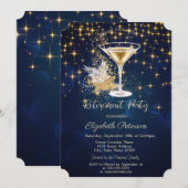 Invitation Elégant Gold Stars Champagne Navy Blue Retirement (Devant / Derrière)