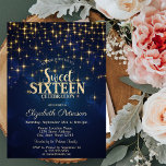 Invitation Elégant Gold Stars Marine Blue Sweet 16<br><div class="desc">Une étoile dorée moderne,  chic et glamour sur un arrière - plan bleu marine.</div>