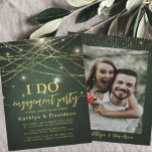 Invitation Elegant Gold String Lights I DO Engagement Party<br><div class="desc">Elegant Gold String Lights Couple Photo I DO Engagement Party Invitation Card. Invite your family and friends to celebrate your special event with this elegant and modern party invitation. It features festive sparkling gold hanging string lights on green chalkboard background with elegant script and couple's photo on the back. All...</div>