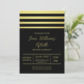 Invitation Elégant Gold Stripes Masculine Anniversaire (Debout devant)