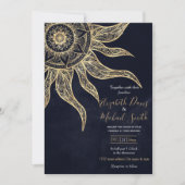 Invitation Elégant Gold Sun Mandala Blue Nebula Design (Devant)
