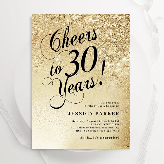 Invitation Elegant Gold Surprise 30e anniversaire