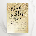 Invitation Elegant Gold Surprise 40e anniversaire<br><div class="desc">Elégante surprise 40e anniversaire invitation de fête. Design élégant en parties scintillant d'or et de noir. Caractéristiques police de script de typographie et confetti. Parfait pour une célébration anniversaire féminine élégante. Personnalisez avec vos propres détails. Message-moi si vous avez besoin d'âge personnalisé. Invitations Zazzle imprimées ou téléchargement instantané modèle imprimable...</div>