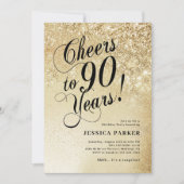 Invitation Elegant Gold Surprise 90e anniversaire (Devant)