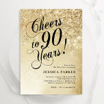 Invitation Elegant Gold Surprise 90e anniversaire<br><div class="desc">Elégante surprise 90e anniversaire invitation de fête. Design élégant en parties scintillant d'or et de noir. Caractéristiques police de script de typographie et confetti. Parfait pour une célébration anniversaire féminine élégante. Personnalisez avec vos propres détails. Message-moi si vous avez besoin d'âge personnalisé. Invitations Zazzle imprimées ou téléchargement instantané modèle imprimable...</div>