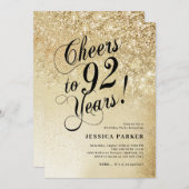 Invitation Elegant Gold Surprise 92e anniversaire (Devant / Derrière)