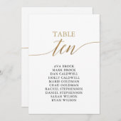 Invitation Élégant Gold Table Numéro 10 Seating Chart (Devant / Derrière)
