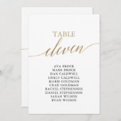 Invitation Élégant Gold Table Numéro 11 Tableau de siège (Devant / Derrière)