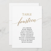 Invitation Élégant Gold Table Numéro 14 Seating Chart (Devant / Derrière)