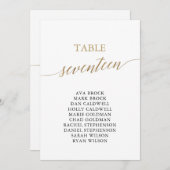 Invitation Élégant Gold Table Numéro 17 Seating Chart (Devant / Derrière)