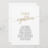 Invitation Élégant Gold Table Numéro 18 Seating Chart (Devant / Derrière)