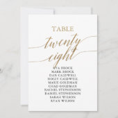 Invitation Élégant Gold Table Numéro 28 Seating Chart (Devant)