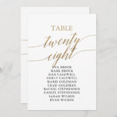 Invitation Élégant Gold Table Numéro 28 Seating Chart (Devant / Derrière)
