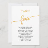Invitation Elégant Gold Table Numéro 4 Sein Chart (Devant)