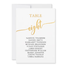Élégant Gold Table Numéro 8 Seigneurs Graphique