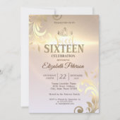 Invitation Elégant Gold Tiara Sweet Diamonds 16 Partie (Devant)