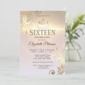 Invitation Elégant Gold Tiara Sweet Diamonds 16 Partie (Debout devant)