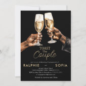 Invitation Elegant Gold Toast Couple Engagement Celebration (Devant)