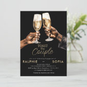 Invitation Elegant Gold Toast Couple Engagement Celebration (Debout devant)