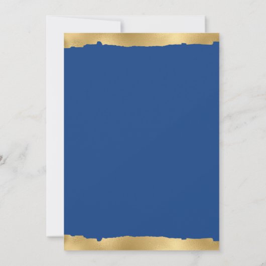 Invitation Elégant Gold Torn Edge Indigo Mariage bleu (Dos)