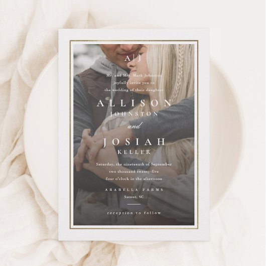 Invitation Elegant Gold Transparent Mariage photo