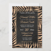 Invitation Elégant Gold Tropical Palm Feuille Black Design (Devant)