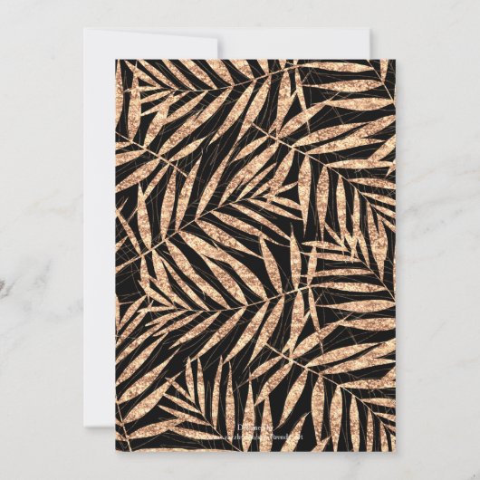 Invitation Elégant Gold Tropical Palm Feuille Black Design (Dos)